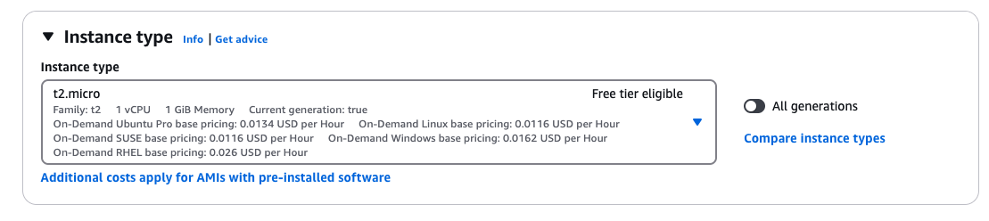 Instance Type Selection